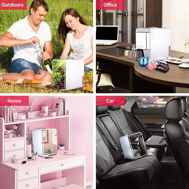 8L Desktop Mini Beauty Makeup Skincare Fridge Small Cosmetics Refrigerator Compact Cooler Warmer for Bedroom Office Car Dorm