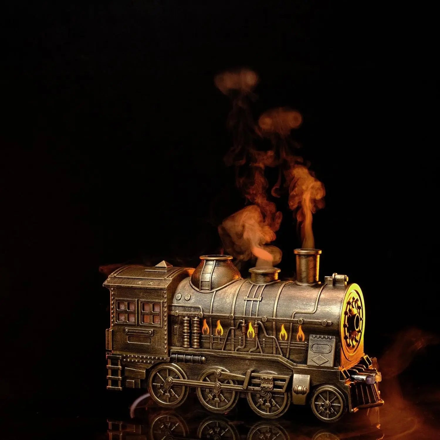 300ml Retro Train Humidifier 2-Light 2-Mist Mode Essential Oil Diffuser Easy Installation Mini Plug US Magic Train for Bedroom