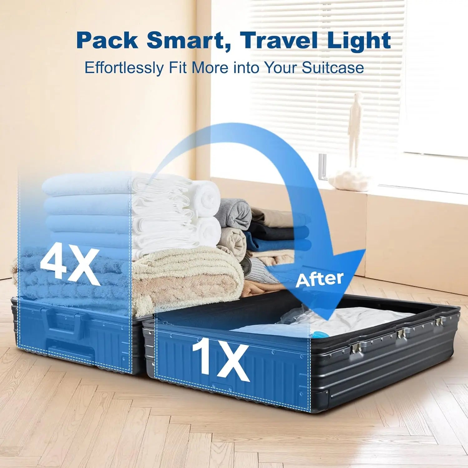Valve for Travel Clothes Vacuum Bag Set Space Saver Vacuum Storage Bags with Pump Multifunction Transparent Modern Rectangle
