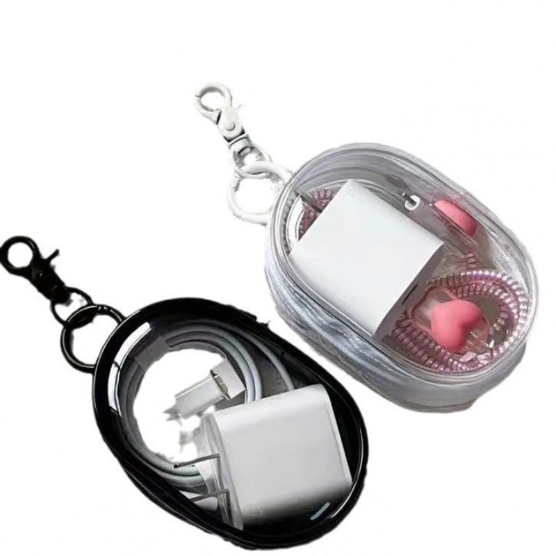 Storage Bag Mobile Phone Charger Storage Bag Transparent Data Cable Protection Box Portable Outgoing Headset Charger Protection