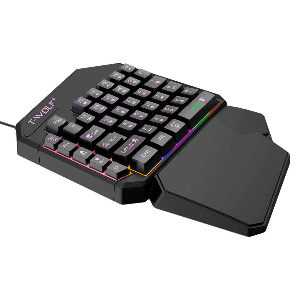 Thunderwolf T19 One-handed Keyboard Gun God Throne Left-handed Gaming Keyboard Mechanical Feel Cross-border Amazon Temu