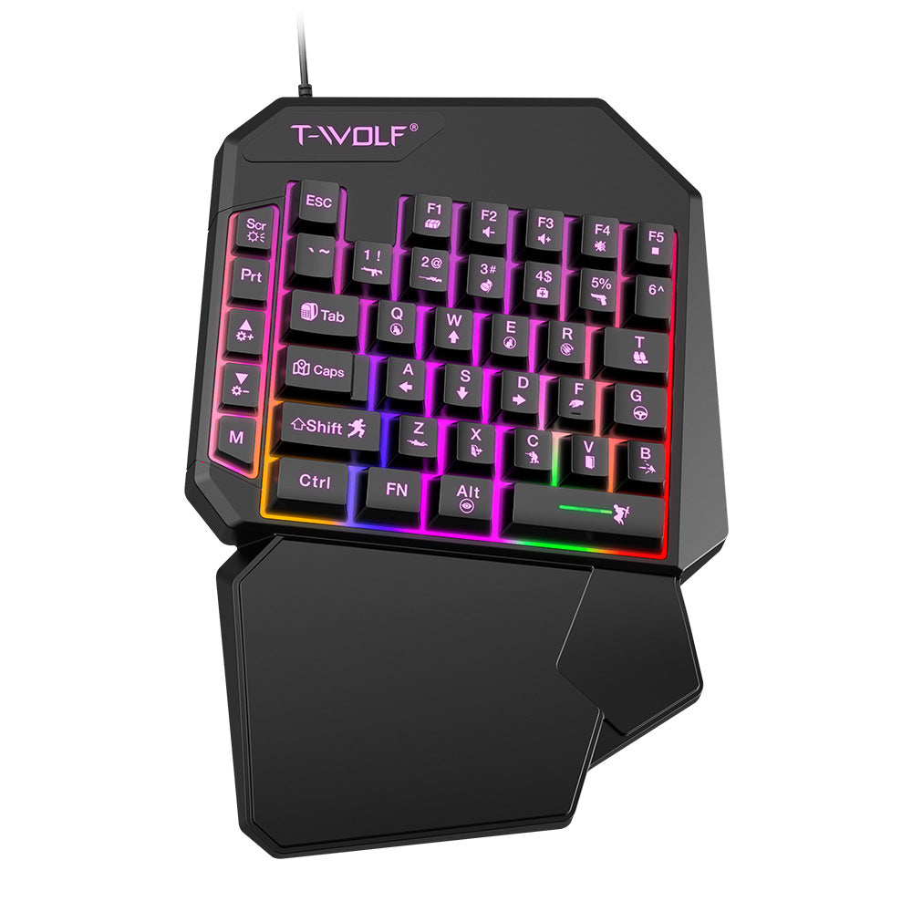 Thunderwolf T19 One-handed Keyboard Gun God Throne Left-handed Gaming Keyboard Mechanical Feel Cross-border Amazon Temu