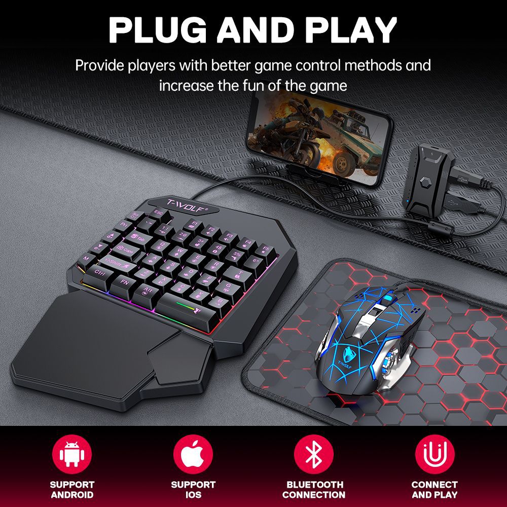 Thunderwolf T19 One-handed Keyboard Gun God Throne Left-handed Gaming Keyboard Mechanical Feel Cross-border Amazon Temu