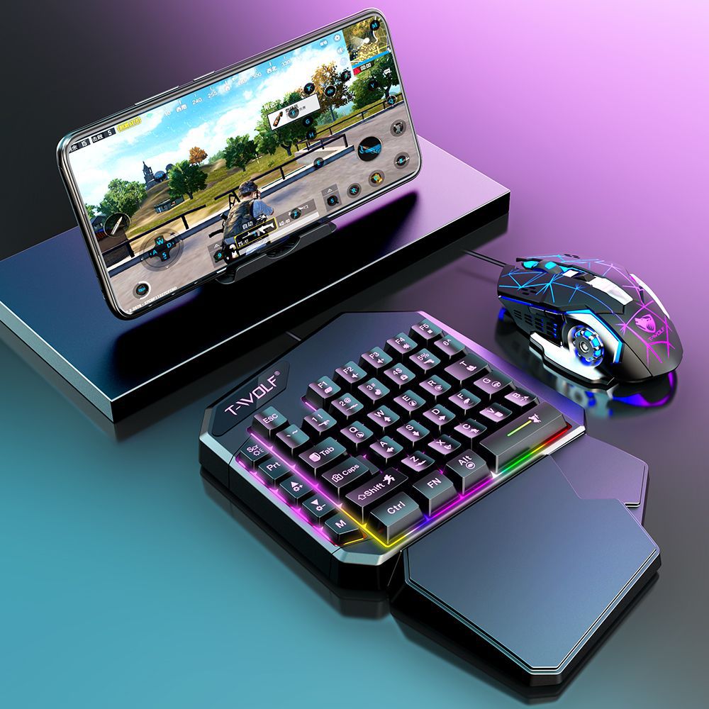 Thunderwolf T19 One-handed Keyboard Gun God Throne Left-handed Gaming Keyboard Mechanical Feel Cross-border Amazon Temu