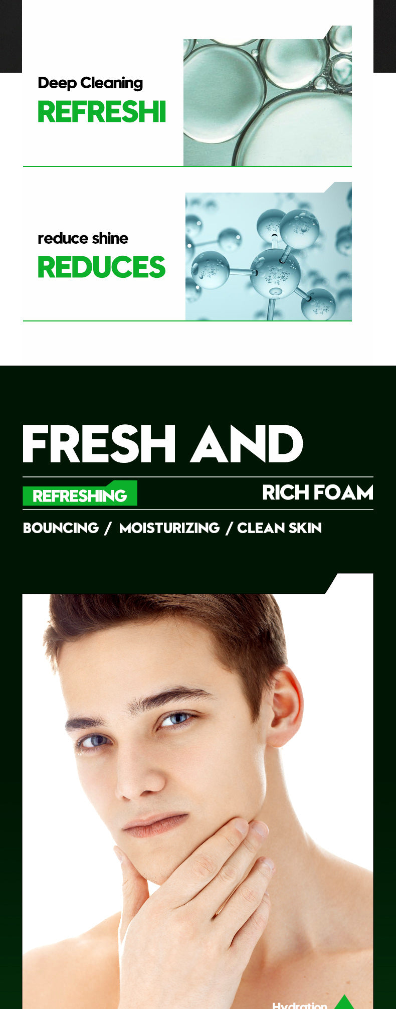 Deep Cleansing Facial Cleanser for Men Oil Control & Moisturizing Blackhead Removal & Pore Minimizer Acne Scar Care & Gentle