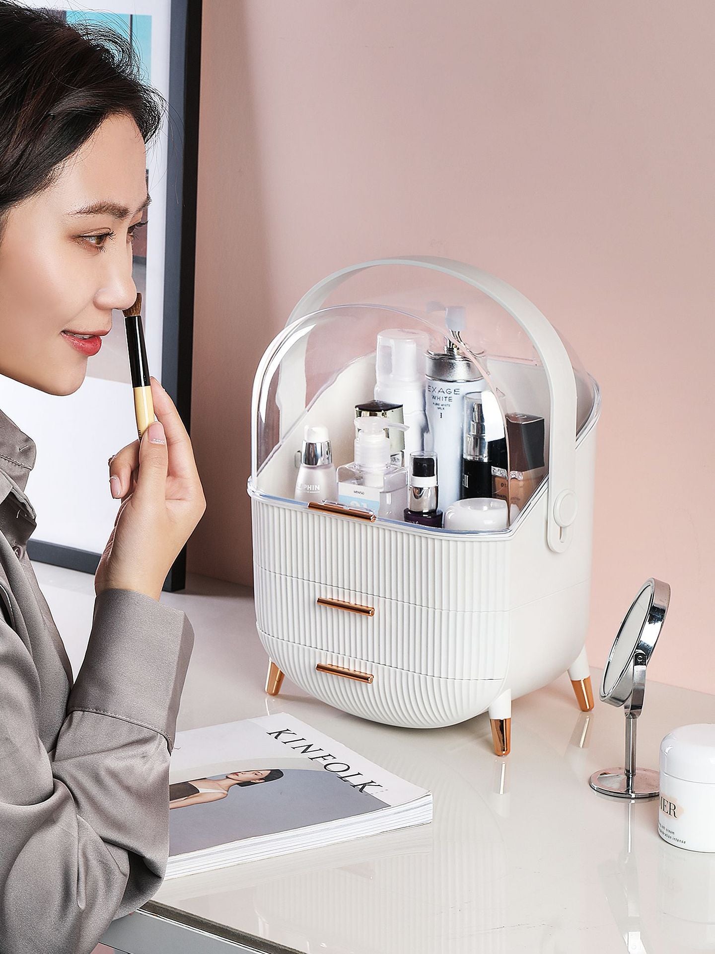 Cosmetics Organizer Storage Box Bathroom Big Capacity Waterproof Dustproof Jewelry Makeup Home Skin Care Make Up Storage Drawer