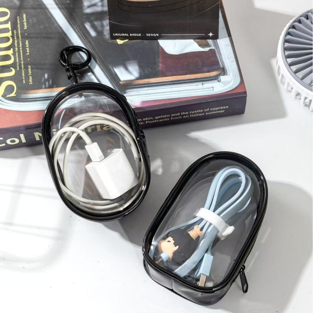 Storage Bag Mobile Phone Charger Storage Bag Transparent Data Cable Protection Box Portable Outgoing Headset Charger Protection