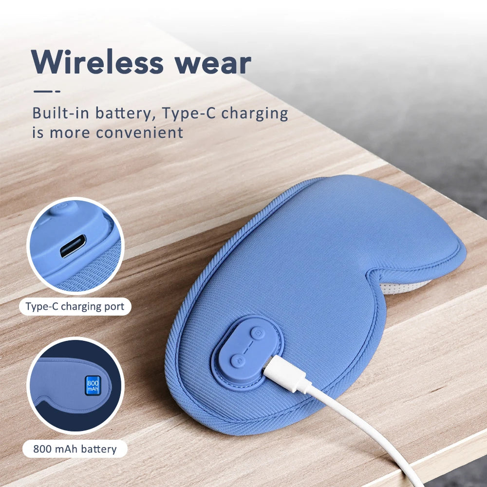 Cordless Heated Eye Mask - 3 Levels Hot Compress, Intelligent Timing Electric Mask for Dry Eyes Relief & Sleeping