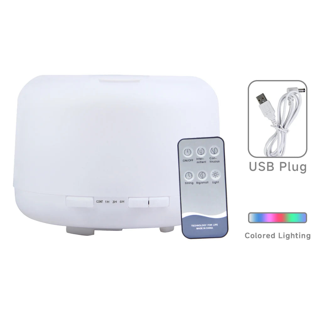 Air Humidifier Essential oil Diffuser 500ML Ultrasonic Cool Mist Maker Fogger USB Humidifier LED Lamp Aroma Diffuser with Light