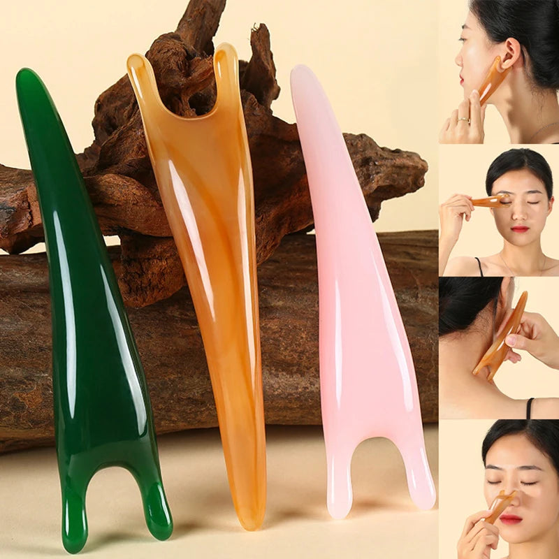 〔San〕 Resin Face Lifting Scraping Massage Nose Lifting Massage Y-shape Guasha Massage Reduce Puffiness Meridians Tool