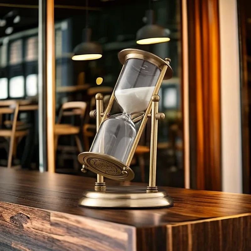 Hourglass Timer Decoration Advanced Creative Glass Flowing Sand Time Metal Hourglass Rotating Crown Small Gift