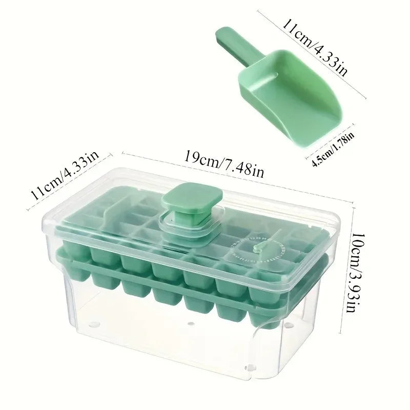 Ice Trays  Freezer with Lid & Bin Ice Cube Tray Making 68 Pcs Ice Cubes, Easy Press To Release Ice Reusable Freezer Ice  Tool