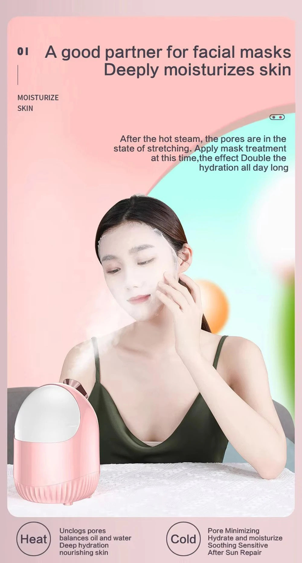 Face Steamer Nano Mist Sprayer Facial Steamer Cold & Hot Nebulizer Facial Sauna Humidifier For Pores Cleansing Moisturizing SPA