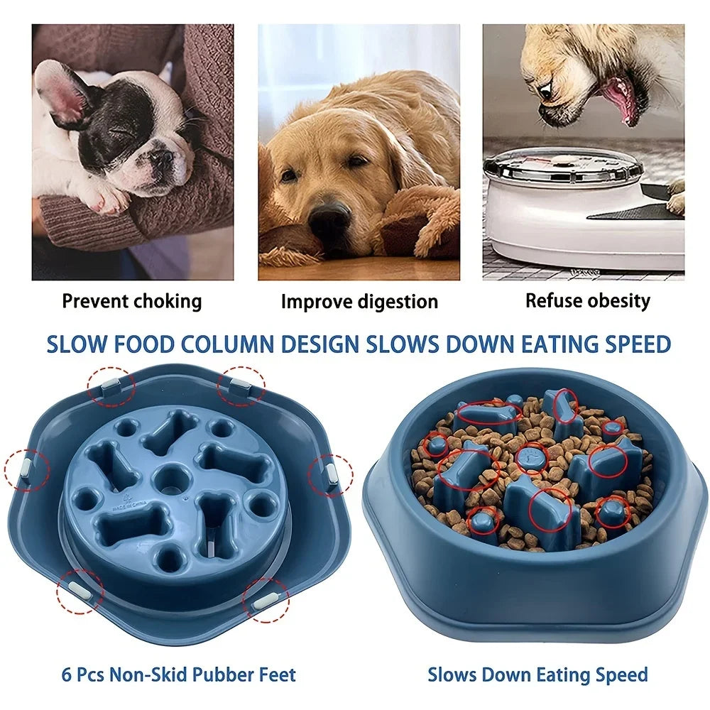 Dog Slow Feeder Non-choking Pet Bowl Anti Slip and Large Capacity for Dog and Cat Anxiety Relief Slow Food Feeding Pet Supply