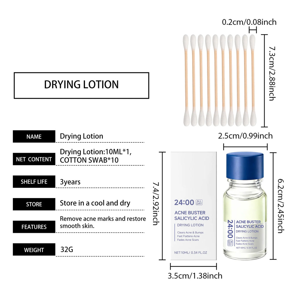 Acne Buster Salicylic Acid Lotion With Cotton Swab Set Oil Control Blackhead Remover Pore Cleanser Face Treatment Essence Serum