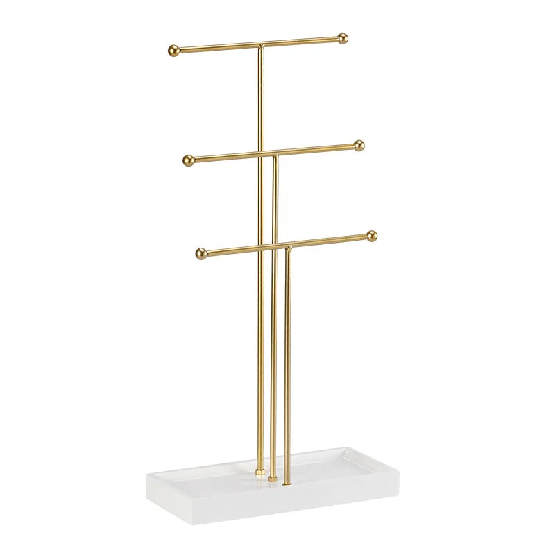 Jewelry Organizer Stand Necklace Holder Organizer, 3-Tier Earrings Organizer Bracelet Storage Display & Velvet Ring Tray