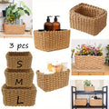 Set of 3 Baskets Braided Storage Baskets Storage Boxes for Accessories Make-Up Bathroom Organiser Changing Table Organiser