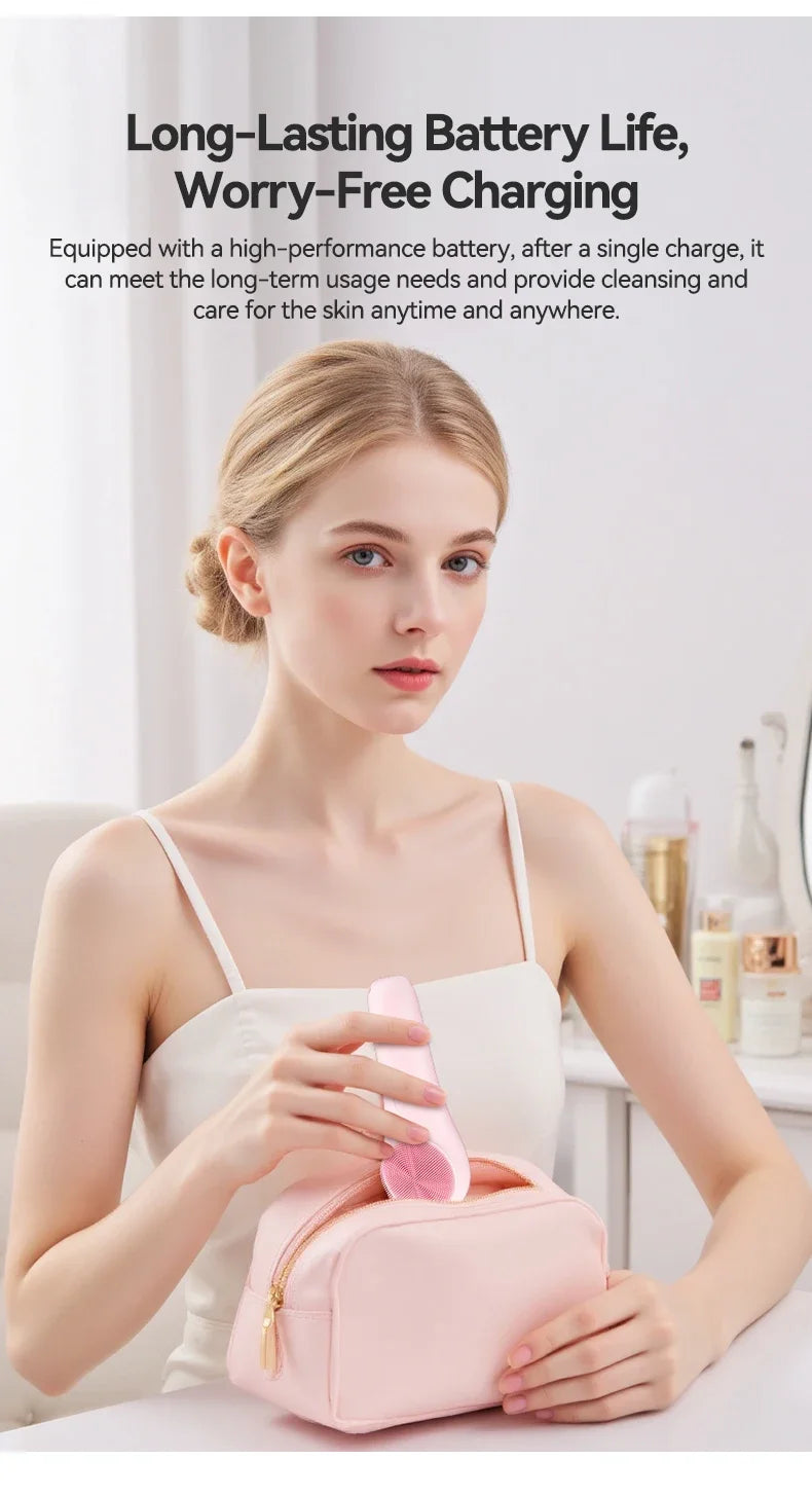 Sonic Waterproof Facial 45℃ Cleansing Brush Rechargeable Scrubber Exfoliating Vibrating Deep Clean Face Cleaner Skin Care