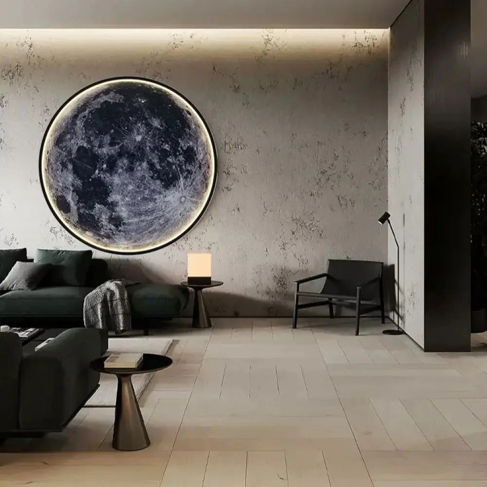 LED Moon Wall Lamp Remote Control Dimmable Romantic Mural Night Light Modern Bedroom Living Room Interior Home Decor Wall Lamp