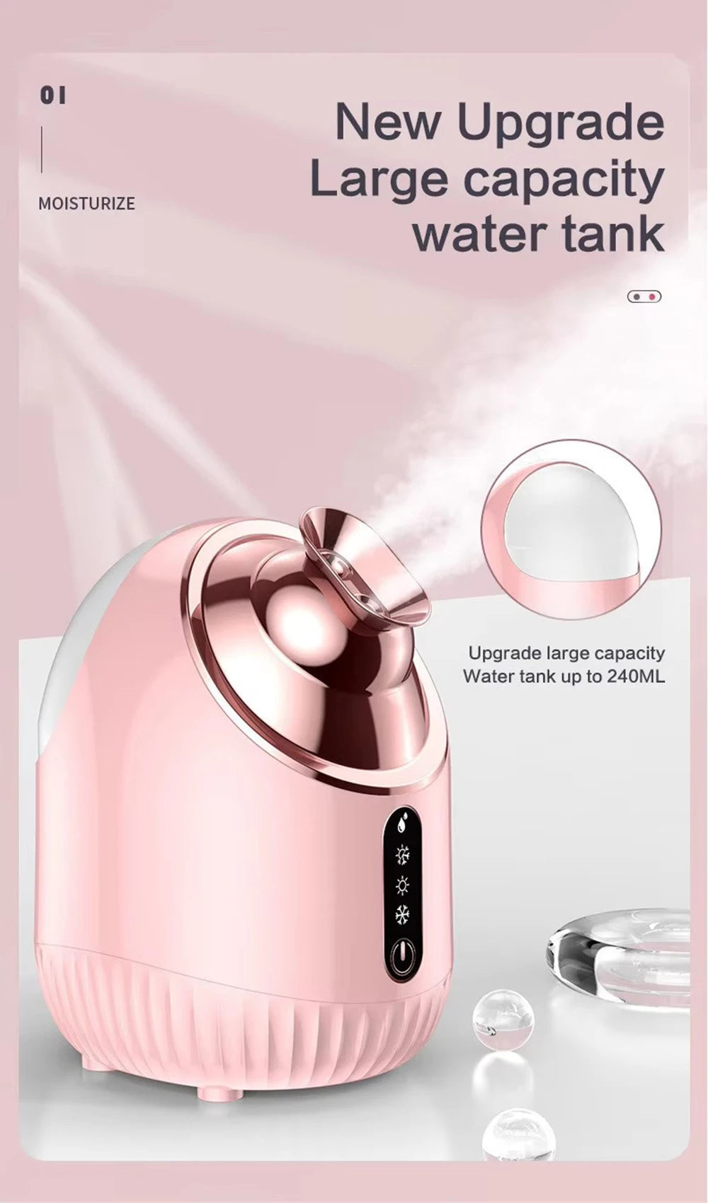 Face Steamer Nano Mist Sprayer Facial Steamer Cold & Hot Nebulizer Facial Sauna Humidifier For Pores Cleansing Moisturizing SPA