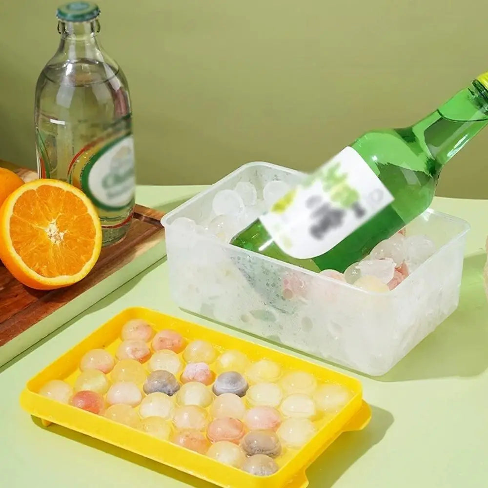 Ice Cube Tray With Lid And Storage Box Round Ice Cube Tray Easy Press Release Silicone Ice Mold, Reusable Freezer Ice Making To