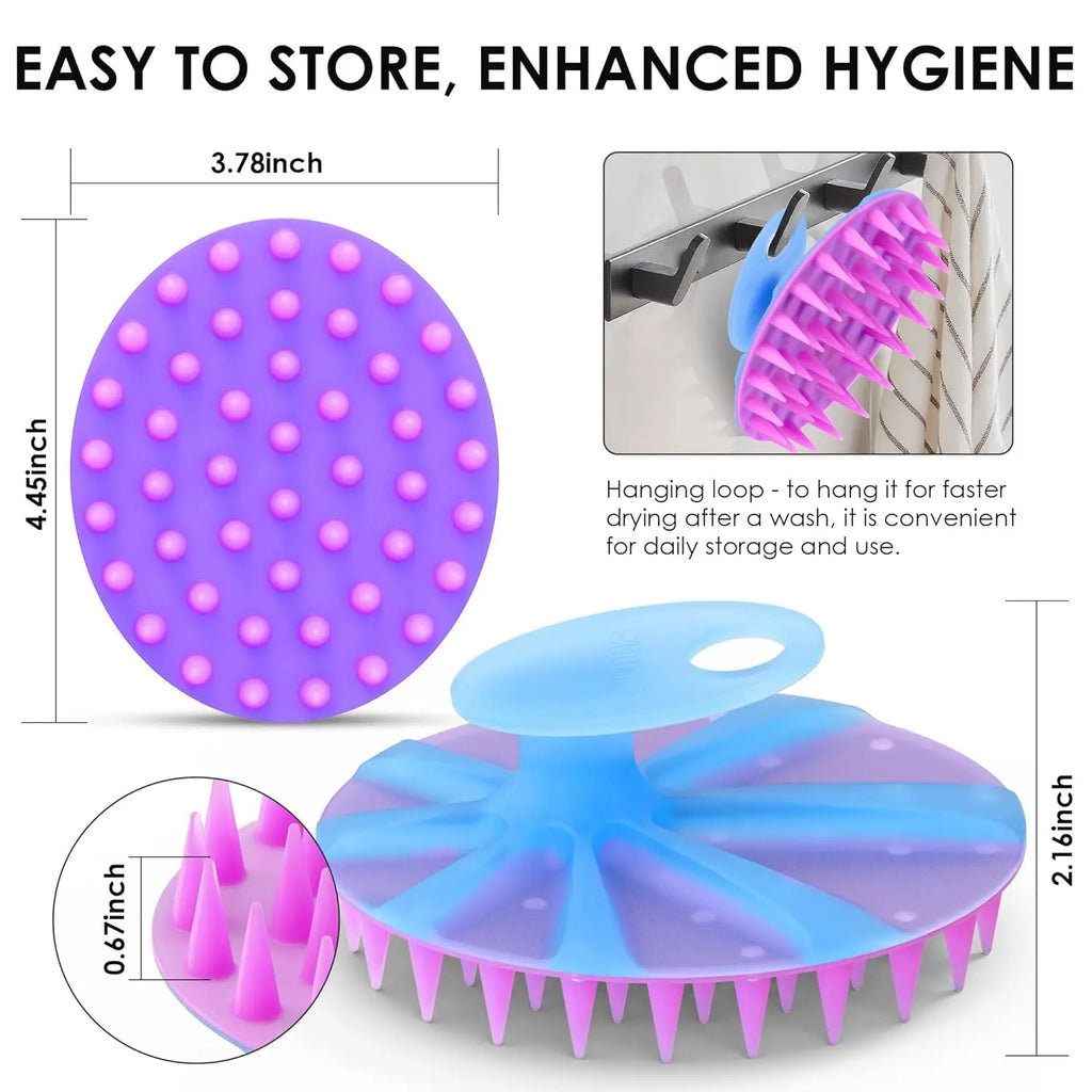 Silicone Scalp Scrubber for Hair Washing – Soft Thick Bristles, Palm-Sized Shampoo Brush for Wet or Dry Scalp Massage, Improves