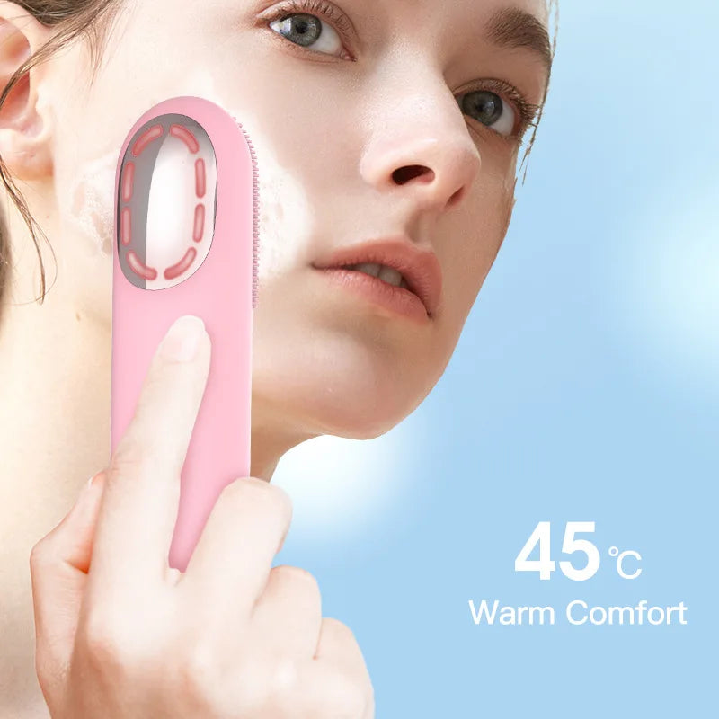 Sonic Facial Cleansing Brush Red Blue Light Electric Facial Cleanser Wash Machine Skin Pore Cleaner Mini Beauty Massager Brush