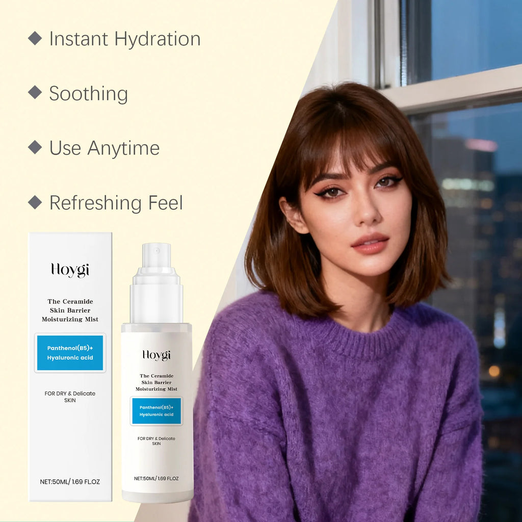 Hyaluronic Acid Facial Spray Hydrating Mist for Dry Skin Ceramide Oil Control Soothing Face Portable Skincare Instant Refresh