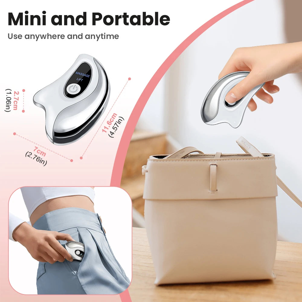 Electric GuaSha Face Hot Compress Vibration Massager Facial Lifting Double Chin Remove Guasha Board Scraping Neck Lift Machine