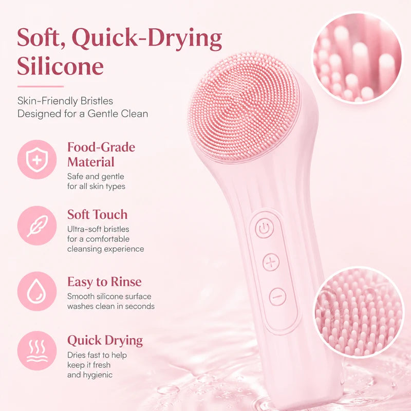 Sonic Waterproof Silicone Facial Cleansing Brush Rechargeable Vibrating Exfoliating Deep Clean Face Cleanser