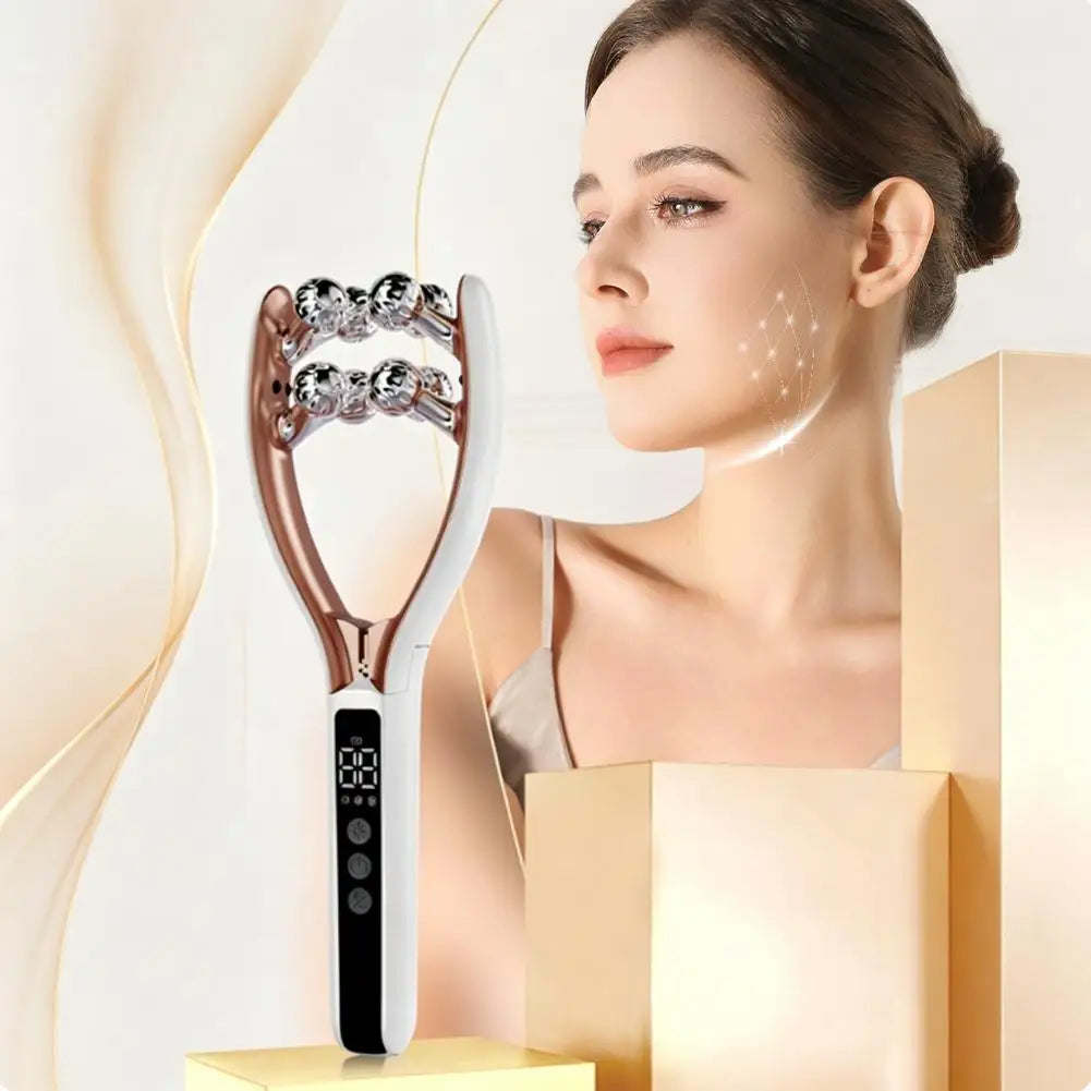 V-shaped Smooth Neck Vibration Massager Electric Lifting Roller Beauty Instrument Intelligent Portable Face Slimming Instrument