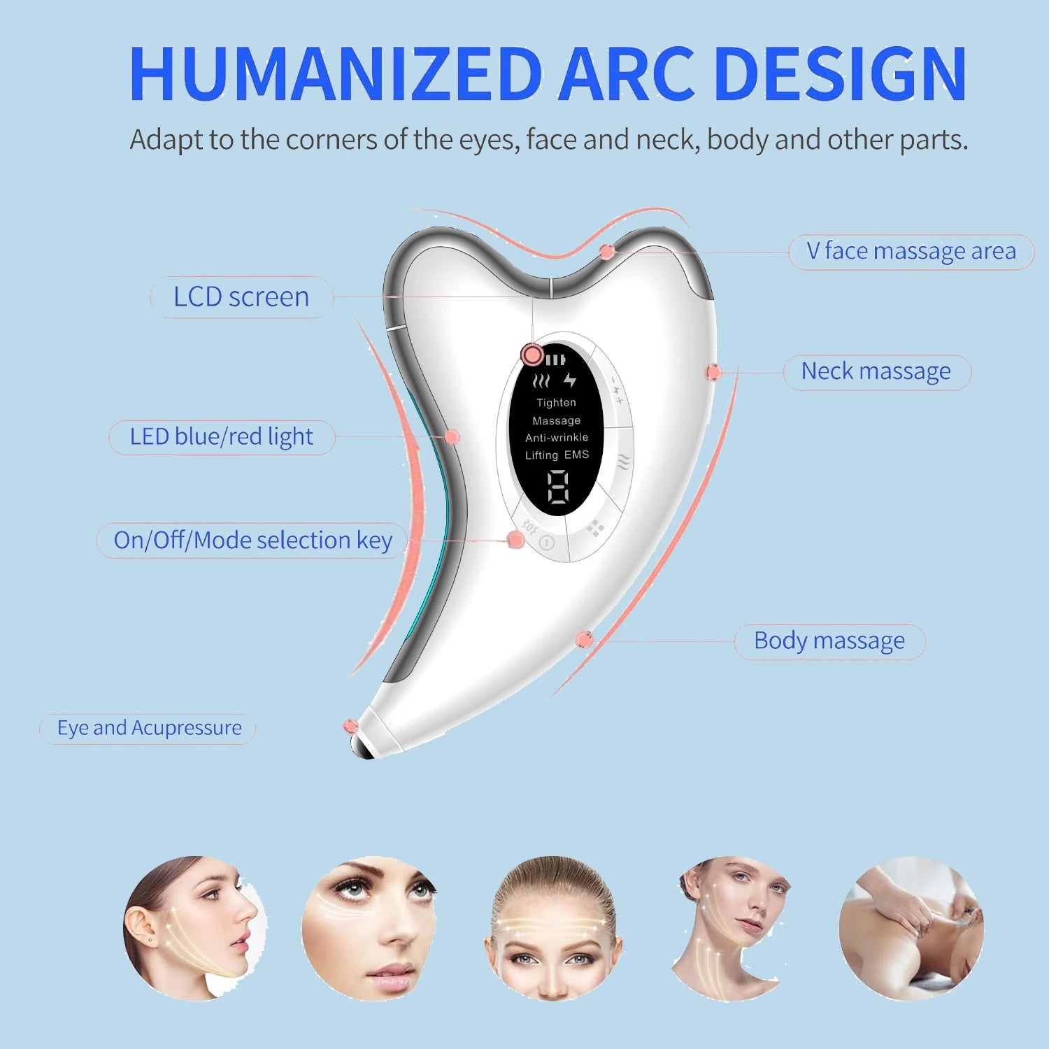 LED Vibrating Massager Skin Firming Face Neck Lift Beauty Equipment