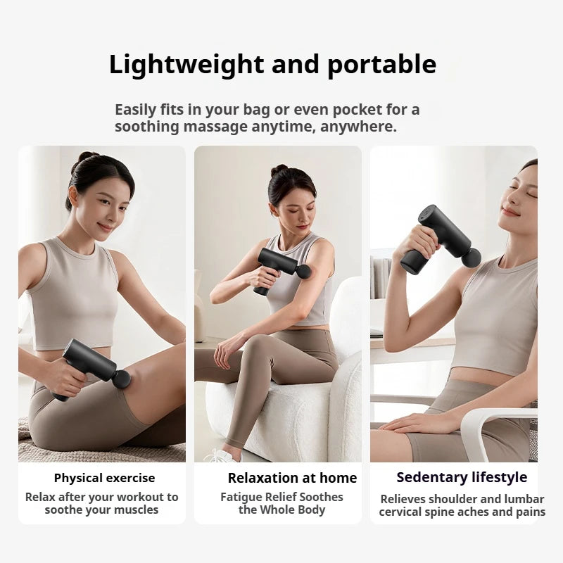Mini Massage Gun Brushless Motor 6 Speed Settings Low Noise 12kg Thrust Portable Muscle Relaxer for Athletes Office Home