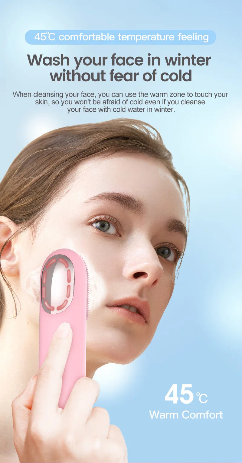 Sonic Facial Cleansing Brush Red Blue Light Electric Facial Cleanser Wash Machine Skin Pore Cleaner Mini Beauty Massager Brush