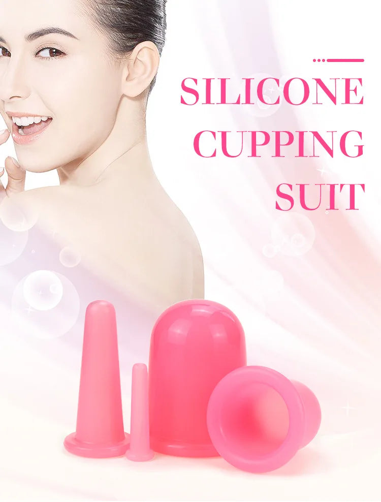 Silicone Vacuum Cupping Massage Jars Anti Cellulite Massage Facial Suction Cups Face Neck Lift Skin Scraping Guasha Anti Wrinkle