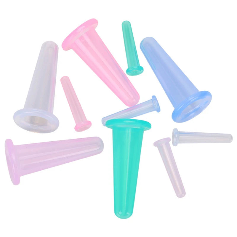 4PCS Silicone Vacuum Cupping Massage Jars Anti Cellulite Massage Facial Suction Cups Face Neck Lift Skin Scraping Beauty Tool