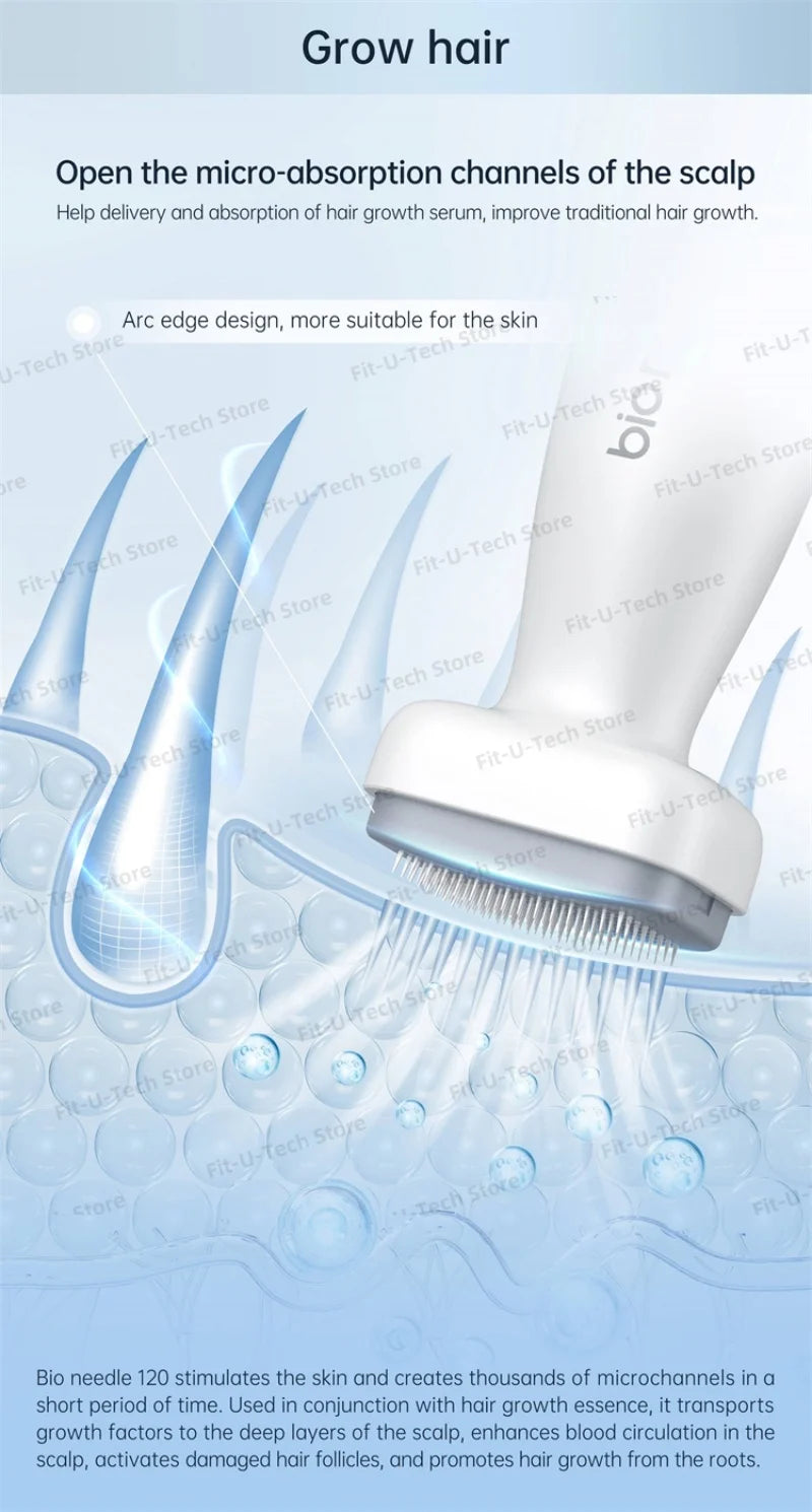 adjustable titanium stamp derma roller face roller beard growth massager scalp massage 120pins microneedling