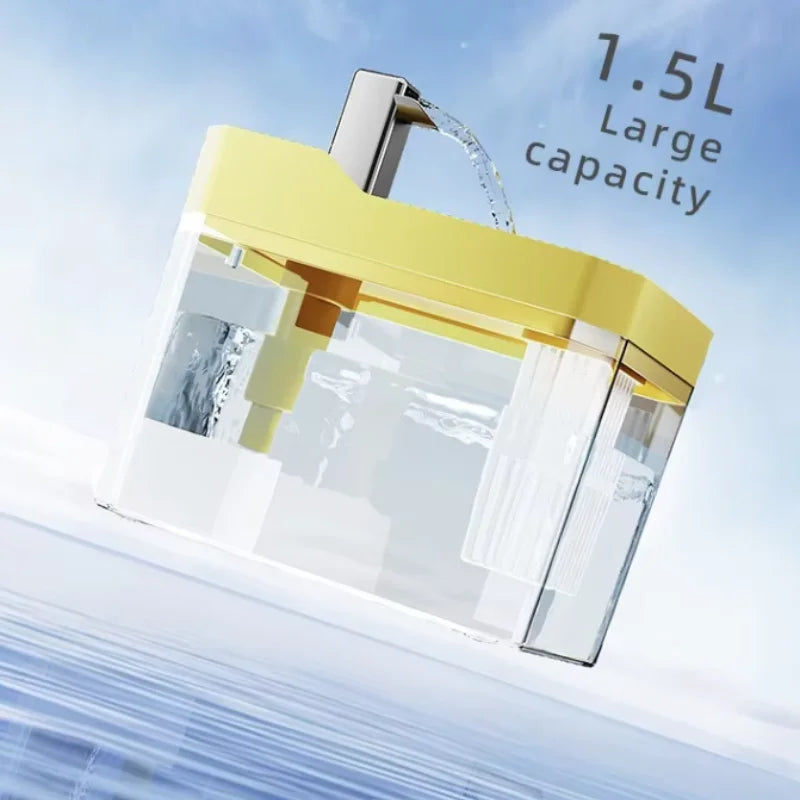 USB Cat Water Fountain with Auto Filter Transparent Anti-Dry Burning Recirculating Dispenser Includes Pump for Cats