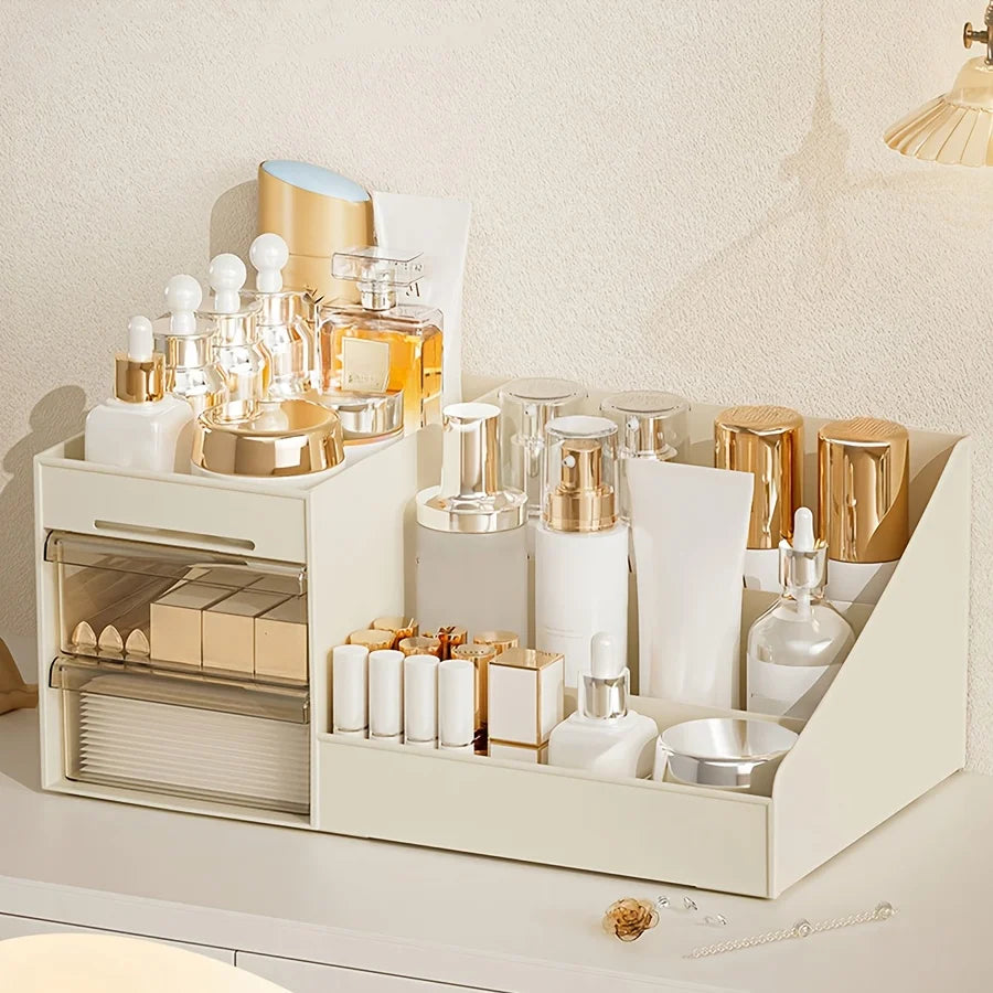 Makeup Organizer with Drawers, Cosmetic Storage for Dresser Vanity and Bathroom Countertop, Beauty Holder for Lipstick Brush