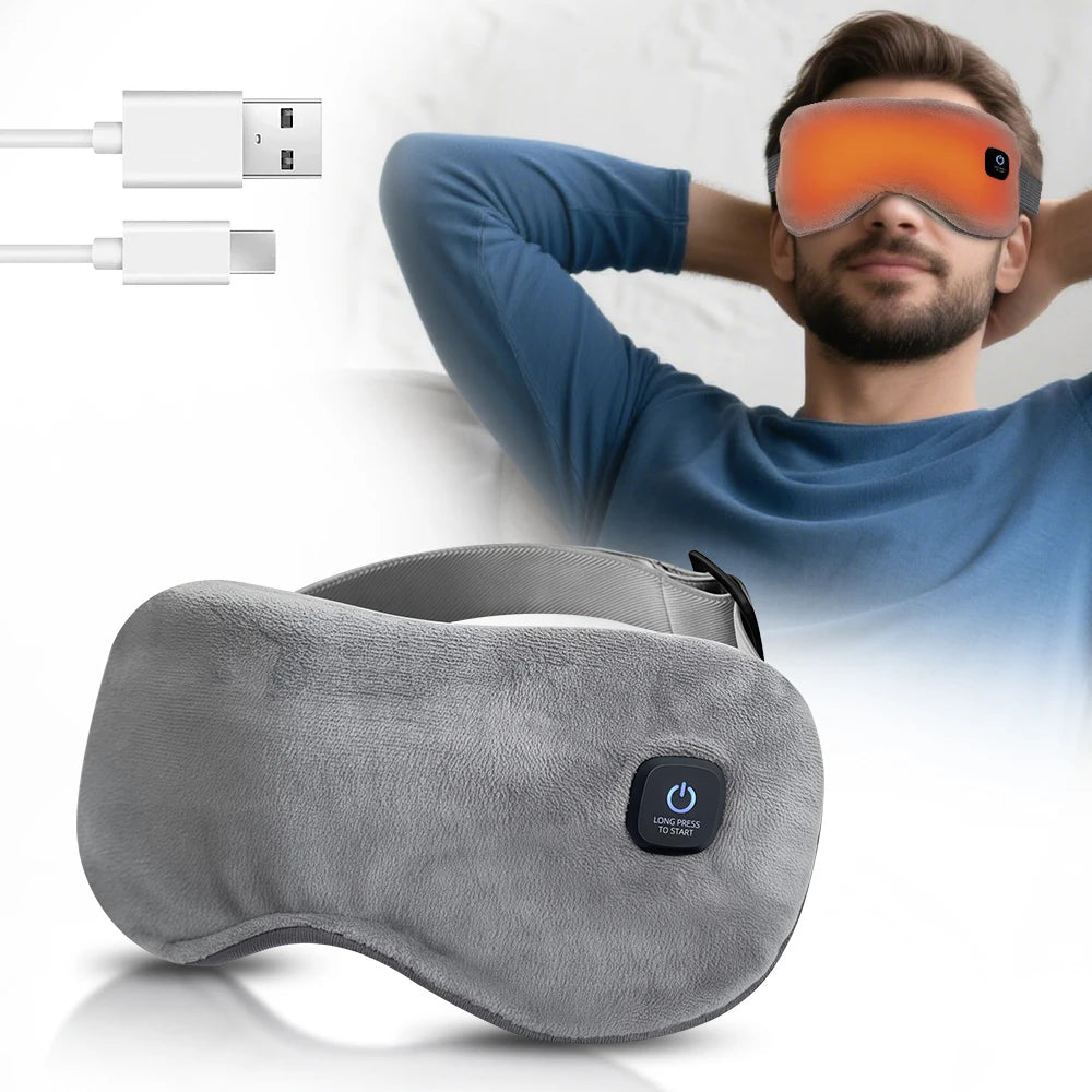 Cordless Heated Eye Mask - 3 Levels Hot Compress, Intelligent Timing Electric Mask for Dry Eyes Relief & Sleeping
