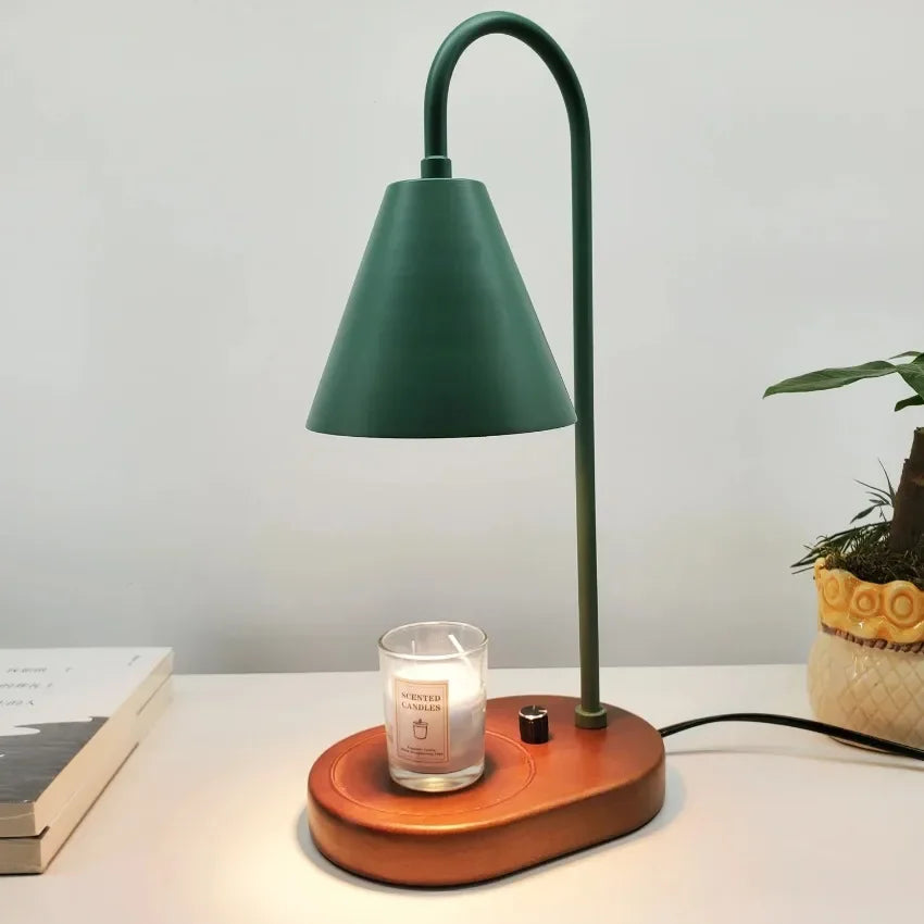 Electric Candle Warmer Lamp with Dimmer Wax Melting Light Creative Aromatherapy Table Wooden Base Bedside Decor Gifts 110V/230V