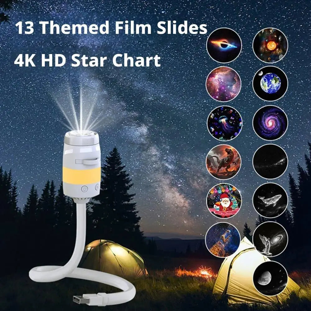 Galaxy Projector LED USB Night Light With 1-13pcs Scenes Adjustable Light Large Range Projection Ambient Lamp For Home Decor