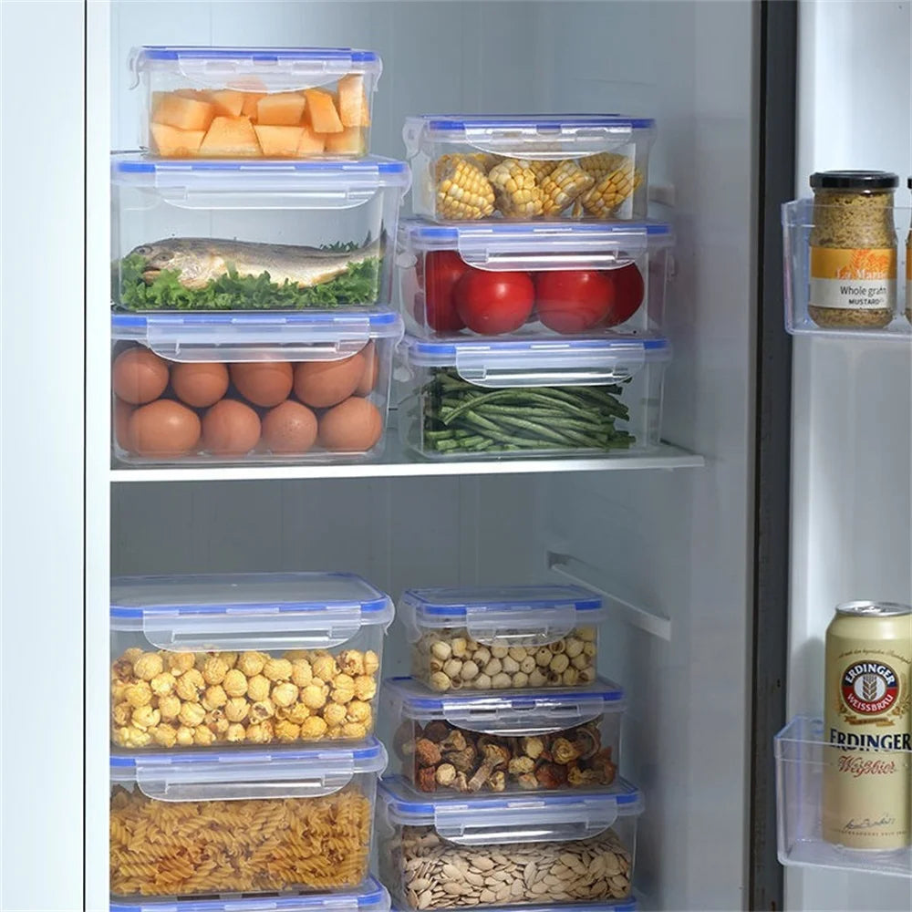 1/4pack Food Storage Containers Transparent Kitchen Organization Boxes with Lids Stackable Fridge Pantry Storage Bins for Grains