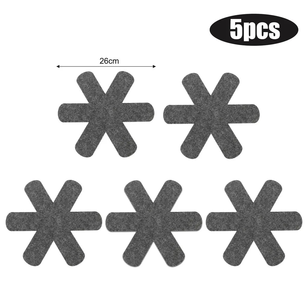 Pot and Pan Protectors 5Pcs Pot Dividers Pad Non-woven 3 Sizes Pans Separator Pads for Protecting Separators Pads Cookware