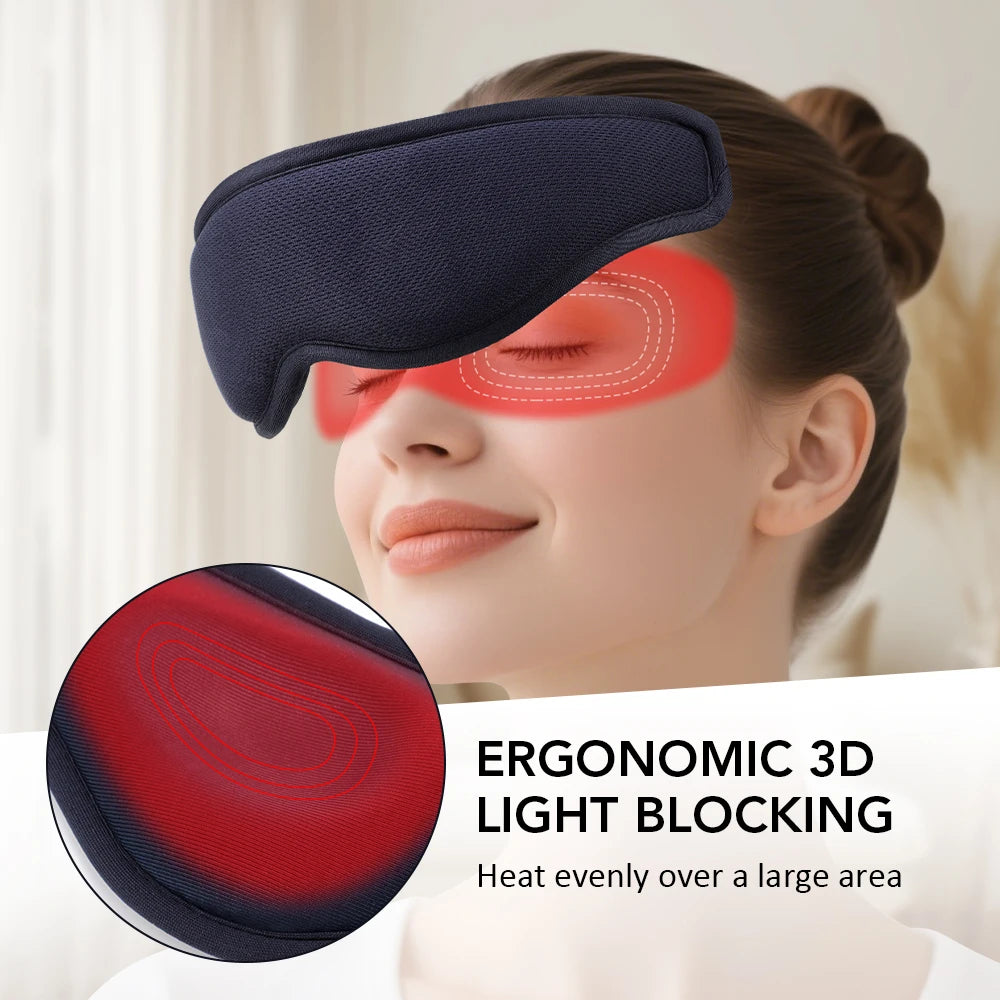 Cordless Heated Eye Mask - 3 Levels Hot Compress, Intelligent Timing Electric Mask for Dry Eyes Relief & Sleeping