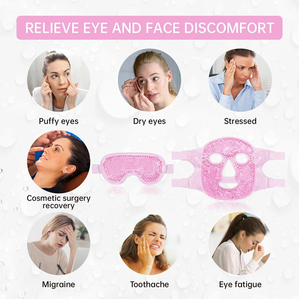 Colding Ice Face Mask and Cooling Eye Mask for Puffy Eyes Relief Gel Eye Mask Cool Face Ice Masks for Dark Circles Sleeping