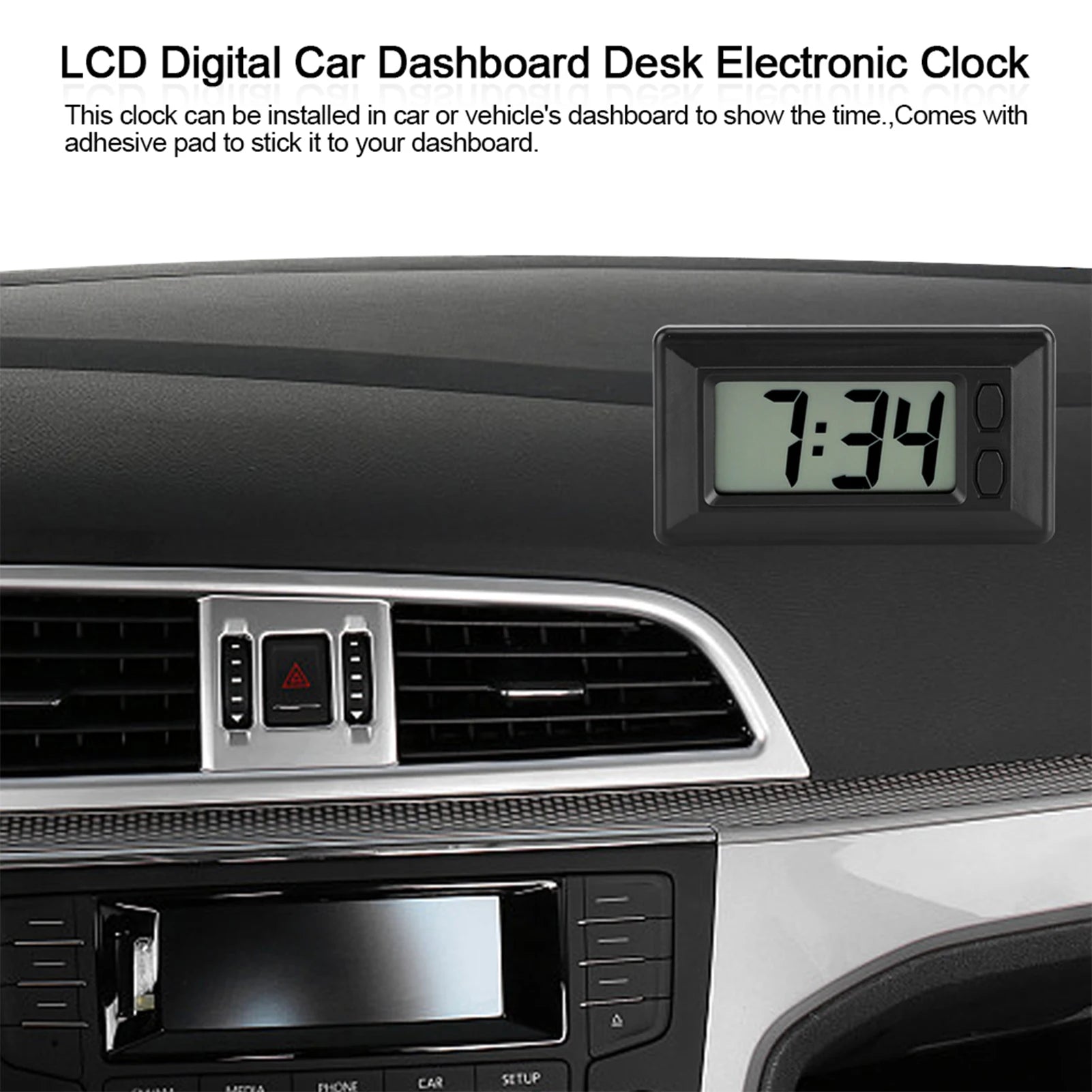 LCD Digital Clock Table Car Dashboard Desk Electronic Clock Date Time Calendar Display