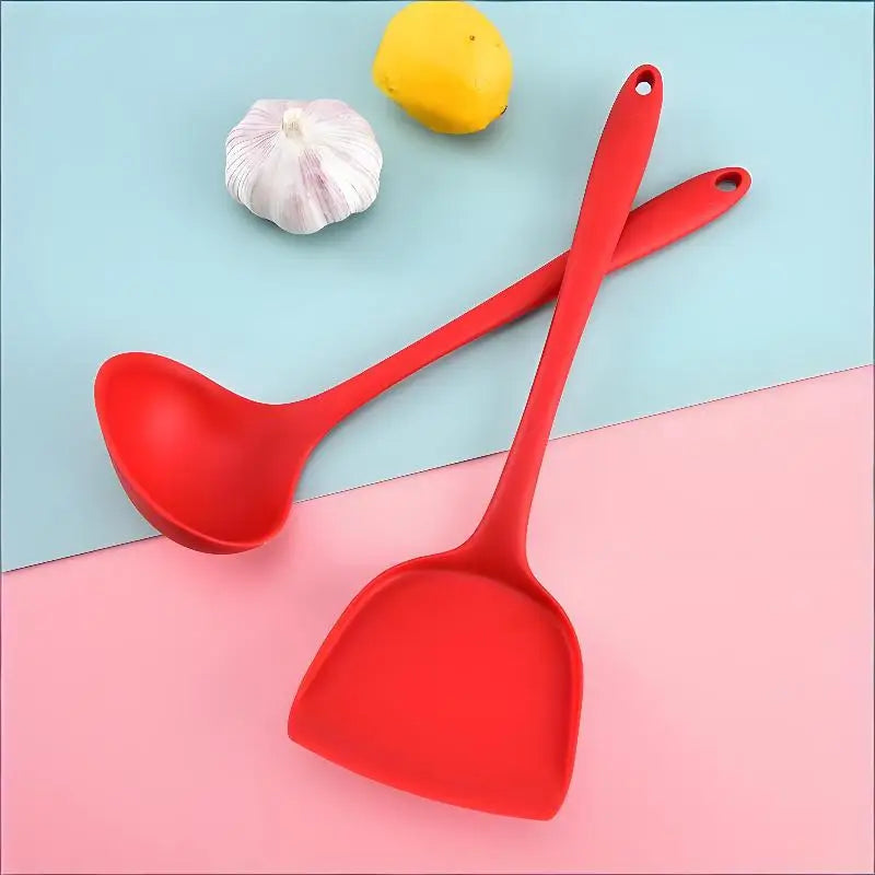 Silicone Kitchen Utensil Set, Food-grade Silicone, Including A Soup Ladle, Spatula, Rice Spoon, And Mixing Spoon