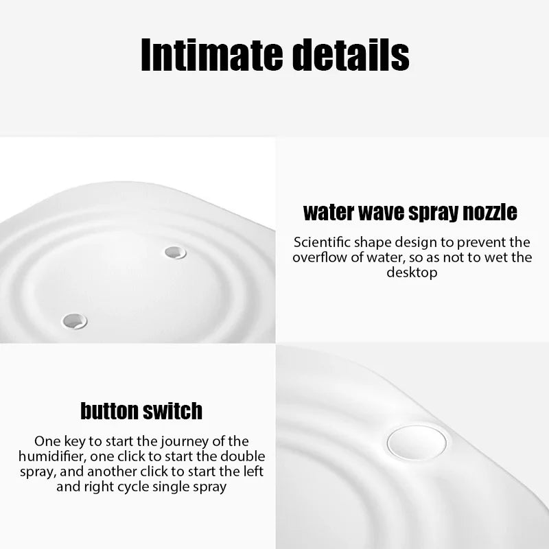 Air Humidifier 2L Large Capacity Double Spray Port Home Office Essential Oil Humidifiers USB Aroma Diffuser Mist Maker Purifier