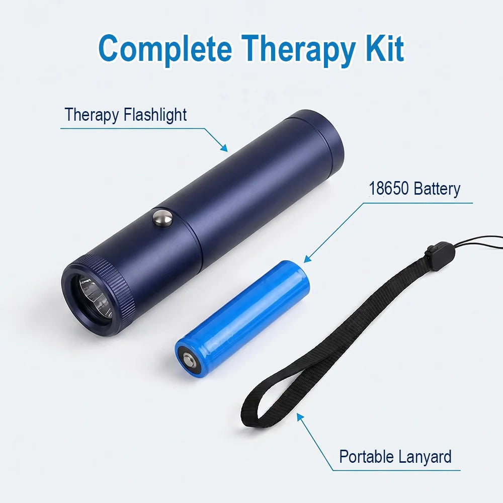 BORUiT Red Blue Light LED Physiotherapy Flashlight Infrared Therapy Flashlight 850/900nm Therapy Devices for Skin Care Body Pain